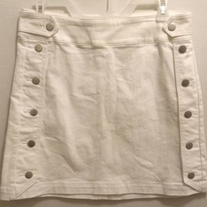 SILVER  BUTTON SEXY WHITE SKIRT